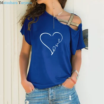 Novo Srce Ljubezni, Tiskanje T Shirt Ženske T-shirt Nezakonitih Kratek Rokav Poletje TShirt Vrhovi zabavne Majice Plus Velikost