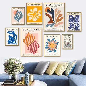 Modra Golih Matisse Dekle Linije Povzetek Wall Art Platno Slikarstvo Nordijska Plakatov In Fotografij Stenske Slike Za Dnevna Soba Dekor