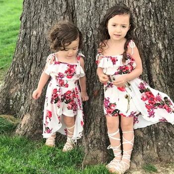 Malčka Otroci Baby Dekleta Off Ramenski Cvetlični Obleko