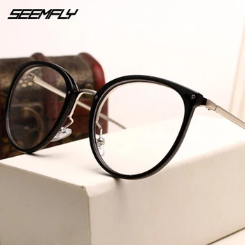 Seemfly Moda Optičnih Očal Okvir Pregleden Objektiv Moški Ženske Retro Očala Kovinske Okrogle Očala Očala