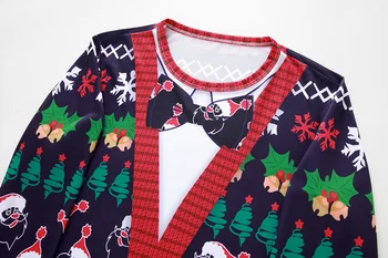 Vesel Božič majica s kratkimi rokavi Moški Fant 2020 3D Ponaredek Dva Kosa Santa Claus Tiskanja Mens T-shirt Harajuku Hip Hop Božič T-shirt Za Moške 2XL