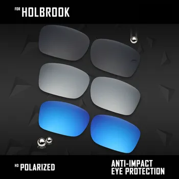 OOWLIT 3 Pari Polarizirana sončna Očala Zamenjava Leč za Oakley Holbrook OO9102-Črno-Srebrna & Ice Blue