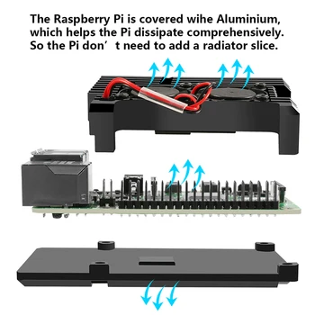 Aokin Raspberry Pi 4 4b Primeru Aluminija z Dvojno Hladilni Ventilator hladilnika Kovinsko Ohišje Lupino za Raspberry Pi 4 Model Primeru B