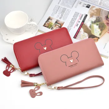 Disney Mickey mouse veliko srčkan denarnice lady dolgo zadrgo tassel tipko kovanec torbici študent mala mini denarnice Minnie kartico sim Sklopka