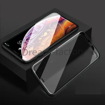 100 KOZARCEV Magnetni Adsorpcije Kovinski Okvir Dvojni Stranski, Kaljeno Steklo Primeru Kritje za iPhone 11 Pro Max 6 6s 7 8 Plus X Xs Max Xr