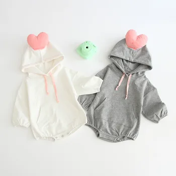MILANCEL otroška oblačila srčkan baby fantje bodysuits kapuco za malčke dekliška obleka, srce slog baby bodysuit
