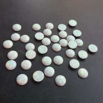 100 kozarcev/lot 8 mm Sintetičnih Krog Chrysoprase Opal Kamen Krog Beli Ogenj Opal za DIY Nakit