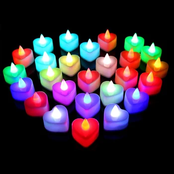 24Pcs Srce Ljubezni, Multicolor LED Sveča, Luč Brezplamensko LED Čaj Luči Doma, Poroka, Rojstni dan Dekoracijo Noč Svetlobe Padec Ladijskega prometa