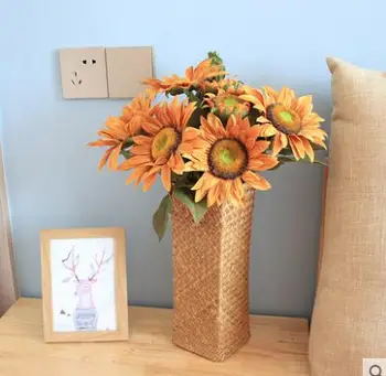 Vintage Nordijska tkane vaza slame rattan dnevna soba dekoracijo posušen cvet cvetlični aranžma cvetna košarica majhen cvet vazo po
