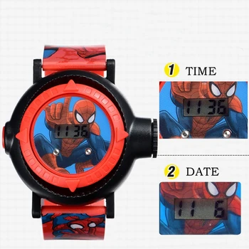 Veliki popusti Boy Toy Watch Projektor Spider man Super Otrok, Prijatelja, Otroka Digitalne Ure Otrok Darilo Stranka Predstavi Preproste Rdeče Gume