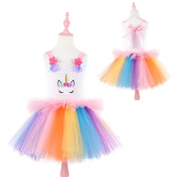 Moeble Rainbow Unicorn Obleke z glavo noč Čarovnic, Božič Cosplay Dekleta Kopalke Baby dekle Rojstni dan tutu obleke