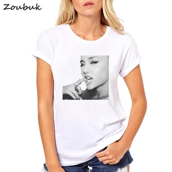 Moda Belo ženske T-shirt Ariana Grande Print Majica s kratkimi rokavi Femme Kratek Rokav O-vratu Tumblr Poletje Vrhovi