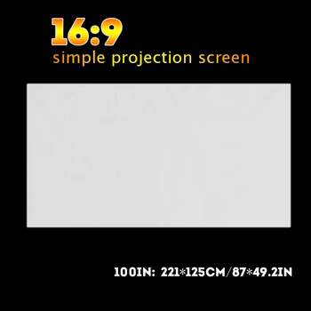 1pc Bela Barva Prosojno Projekcijski Zaslon Prenosni Projektor Zavese Zaslona 16:9 Za Kampiranje na Prostem Open-Air Cinema