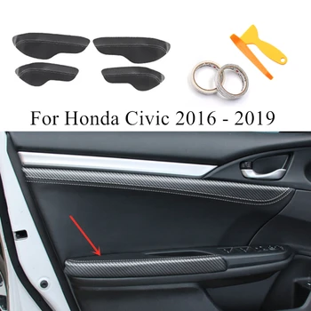 4Pcs Vrata Avtomobila Armrest Usnjena torbica Okno Armrest Plitev Vlaken PU Dekoracijo Pribor Za Honda Civic 2019 2018 2017 2016