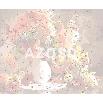 AZQSD Barve Z Številkami Cvetje Doma Dekoracijo Olje, Barvanje Z Številkami Na Platno Celoten Sklop DIY 50x40cm Ročno Darilo