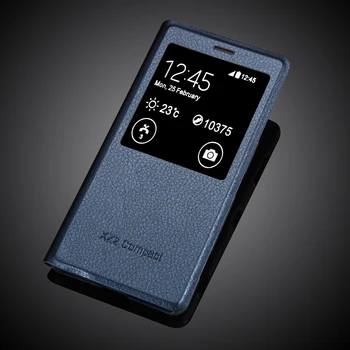 Luksuzni PU Usnja Flip Case Za Sony Xperia XZ2 Compact/Mini H8314 H8324 Zaščitni Lupini Hrbtni Pokrovček primerih, pogled z okna