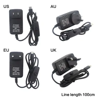 5V 3A Tip C Adapter Kabel za Napajanje z Stikalo za Raspberry Pi 4 Model B AU/UK/EU/ZDA Plug