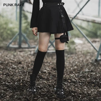 PUNK RAVE ženski Gothic Naguban Študijskem Slog Krila Punk Lep Izmenljive Funkcionalna Torba Asimetrični Mini Krila