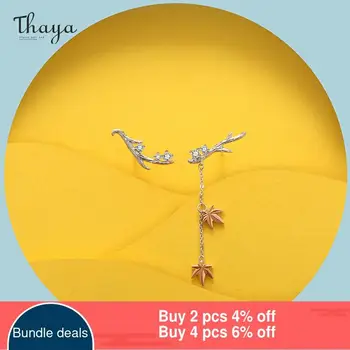 Thaya Design Srebrne Barve Uhani Veje Maple Leaf Rose zlata Modna Stud Uhani Za Ženske Elegantne Fine Nakit Darilo