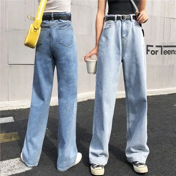Novo Vintage Visok Pas, Jeans Ženska 2020 Širok Noge Hlače Modre Mama Fant Jeans Za Ženske Traper Hlače Ženske Hlače Ulične