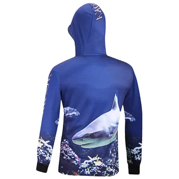Poletje Strokovno Moške Hooded Ribolov Jersey UV Zaščito Modro Zelo Dihanje Dolg Rokav Ribolov Majica Camisas Pesca