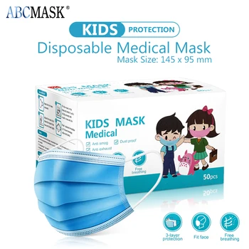 50Pcs otroci medicinske Masko Otrok Masko 3 Plast Dihanje Zaščitna Usta Masko za Enkratno uporabo Kirurške Uho Zanke Maske