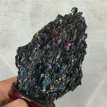 Barvita naravnih emery quartz crystal mineralnih vzorcu reiki healing+stojalo