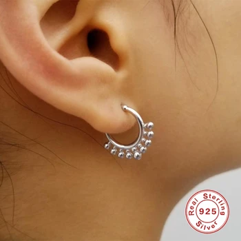 CANNER 925 Sterling Srebro Stud Uhani Za Ženske Preprosta Modna Sferične Ravno Piercing Uhan Earings Nakit Pendientes