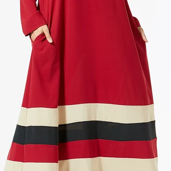 Siskakia Maxi Obleko Modne Mavrica Prugasta Mozaik Plus Velikost Obleke z Dolgimi Rokavi O Vratu, ohlapno Priložnostne Ženske Obleke Arabskem