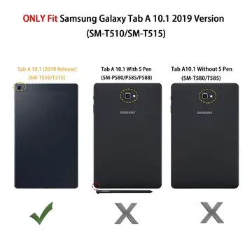 Tablični Primeru za Samsung Galaxy Tab 10.1 2019 SM-T515 SM-T510 Hybird Oklep PC Gume Strani Ramenski Trak Otroci Shockproof Pokrov