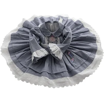 Jeseni Dojenčka Obleko Malčka Dolgo sleeved Bombaž španski Slog Princesa Stranka Kostum za Dekleta, Obleko Otroci Oblačila Visoke Kakovosti