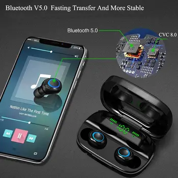 TWS Bluetooth Brezžične Slušalke Slušalke Čepkov LED Zaslon na Dotik za Nadzor Šport Slušalke Noise Cancel Slušalke 9D Hi-fi Zvokom
