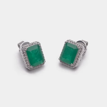 Amorita boutique Preprost zeleno kristalno stud uhani