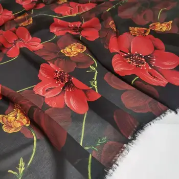 Šifon Obleko Tkanine Cvetlični DIY Materiala Eleganten Šal Bluzo Cosplay Obrtnih 1 Dvorišču