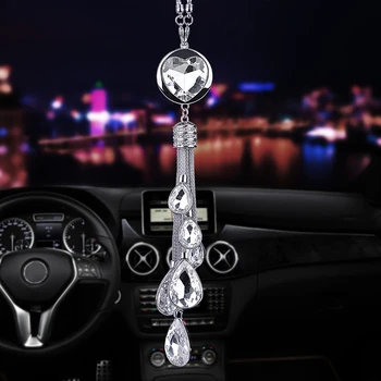 Avto Obesek Diamond Dekoracijo Auto Viseči Okras v obliki Srca Kristalno Avtomobile Vzvratno Ogledalo Vzmetenje Okras Darilo