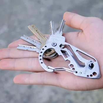DIY Ključnih Žep za Denarnico carabiner Smart keychain ključe, Denarnice Prenosni Kompaktni iz Nerjavnega Jekla Večnamenski Posnetek