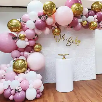 100 kozarcev Macaron Baloni Arch Pastelnih Belo Roza Ballon Garland Zlato Kovinsko Konfeti Globos Poroka Stranka Dekor Baby Tuš Balon
