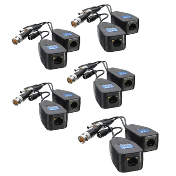 5 Parov CCTV Nagovoriti BNC Video Moč Balun povežite Sprejemnik / oddajnik za CAT5e 6 RJ45 Priključek HJ55