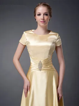 Zlata Mati Nevesta Obleke A-line Skp Rokavi Večerne Obleke Plus Velikost Dolge Elegantne Ženina Mati Obleke, Poroka