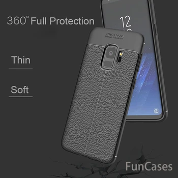 Za Samsung Galaxy S9 Plus Primeru Luksuznih Shockproof Mehki Silikon TPU Usnje Design Ohišje za Samsung Galaxy S9 Primerih samzung