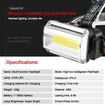20000LM Močan COB LED Smerniki Rechargeable Žarometa Svetilko Svetilka 18650 Baterijo Nepremočljiva Lov, Ribolov Svetlobo na Prostem