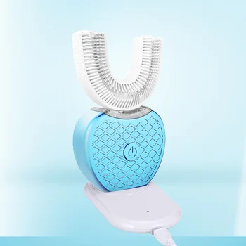 Smart 360° Inteligentni Samodejni Sonic Električna zobna ščetka USB Polnjenje U Tip Zobno Ščetko Beljenje Zob Modra Svetloba za Odrasle