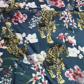 Mehko svetleč saten materiala šal oblačil, šivanje tkanine charmeuse krep Afriki leopard