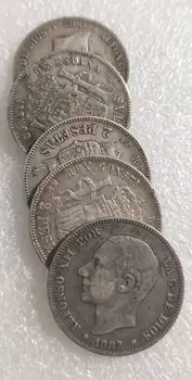 Španija 2 Peseta Stari Realnem Srebro Coin Prvotne Kovancev Evropi Zbirateljskega Kovanca