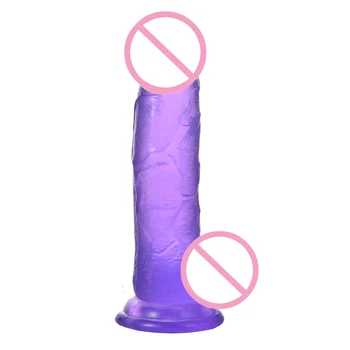 Velika velikost Moda Jelly Realističen Dildo 6.15 palcev Kristalno Penis Sesalni Penis Velik Dildo Petelin Adult Sex igrače za Ženske 18