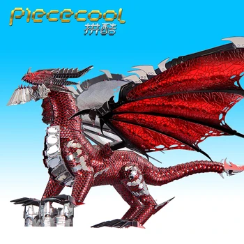 Piececool 3D Kovinski Puzzle Black Dragon Model DIY Nano Laser Cut Priročnik za vbodno žago Za izobraževanje Otrok Otroci Collectional Izobraževalne Igrače