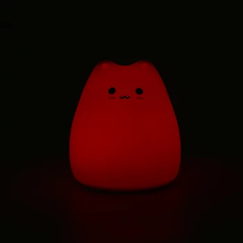 Srčkan 7 Barv Mačka Mehkega Silikona LED Touch Senzor Svetlobe Luštna Noč Svetlobe Otrok