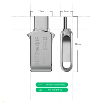 BlitzWolf BW-UPC1 2-v-1 Tip-C, USB 3.0, Aluminijeve Zlitine 16GB 32GB 64GB OTG USB Flash Drive Zunanji pomnilnik