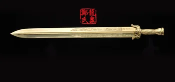 Kitajske Sodobne Bronasti Meč Naravnost Težki Meči Medenina Rezilo Borilne Umetnosti Za Film, Da WuDan Z Leseno Stojalo Za Prosti