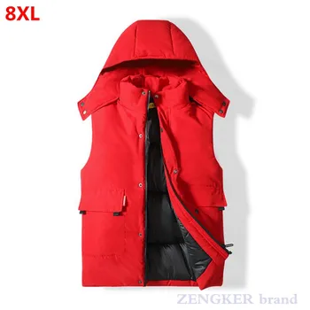 Zimski telovnik moška jakna 8XL plus velikost waistcoat brez rokavov debel bombaž telovnik toplo priložnostne rdeče moške majice